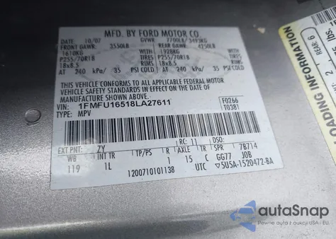 2008 Ford Expedition Xlt из США, поврежденный, VIN 1FMFU16518LA27611